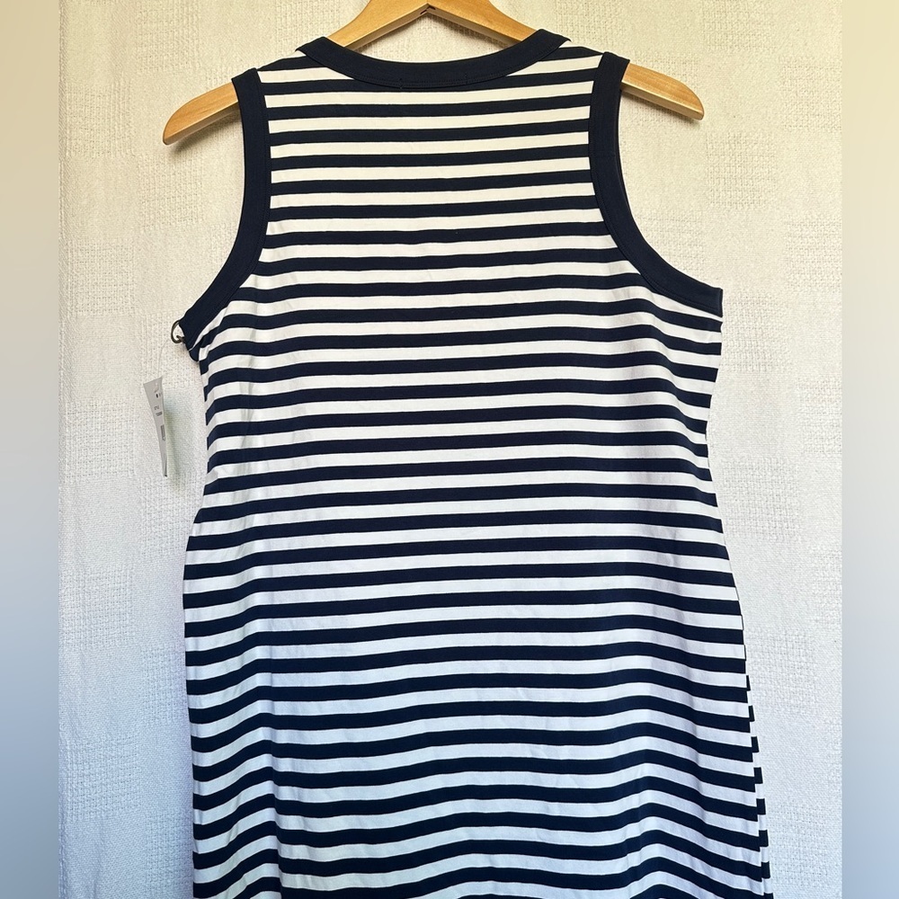 Three Dots Kay Stripe Cotton Tank Dress | Navy Stripe - Picture 10 of 10